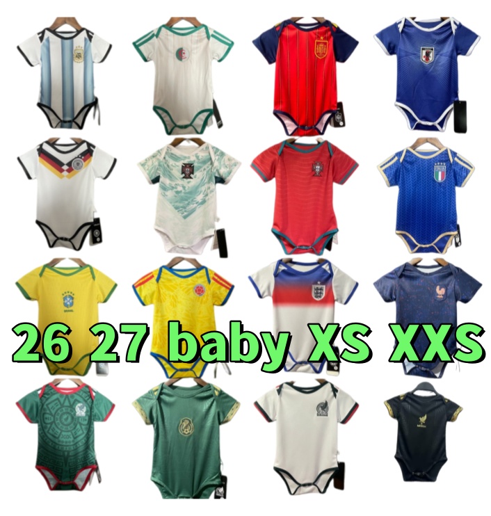 26 27 Baby Soccer Jersey Brazil Germany BB Spain Baby Home Away Algeria kids Football kit