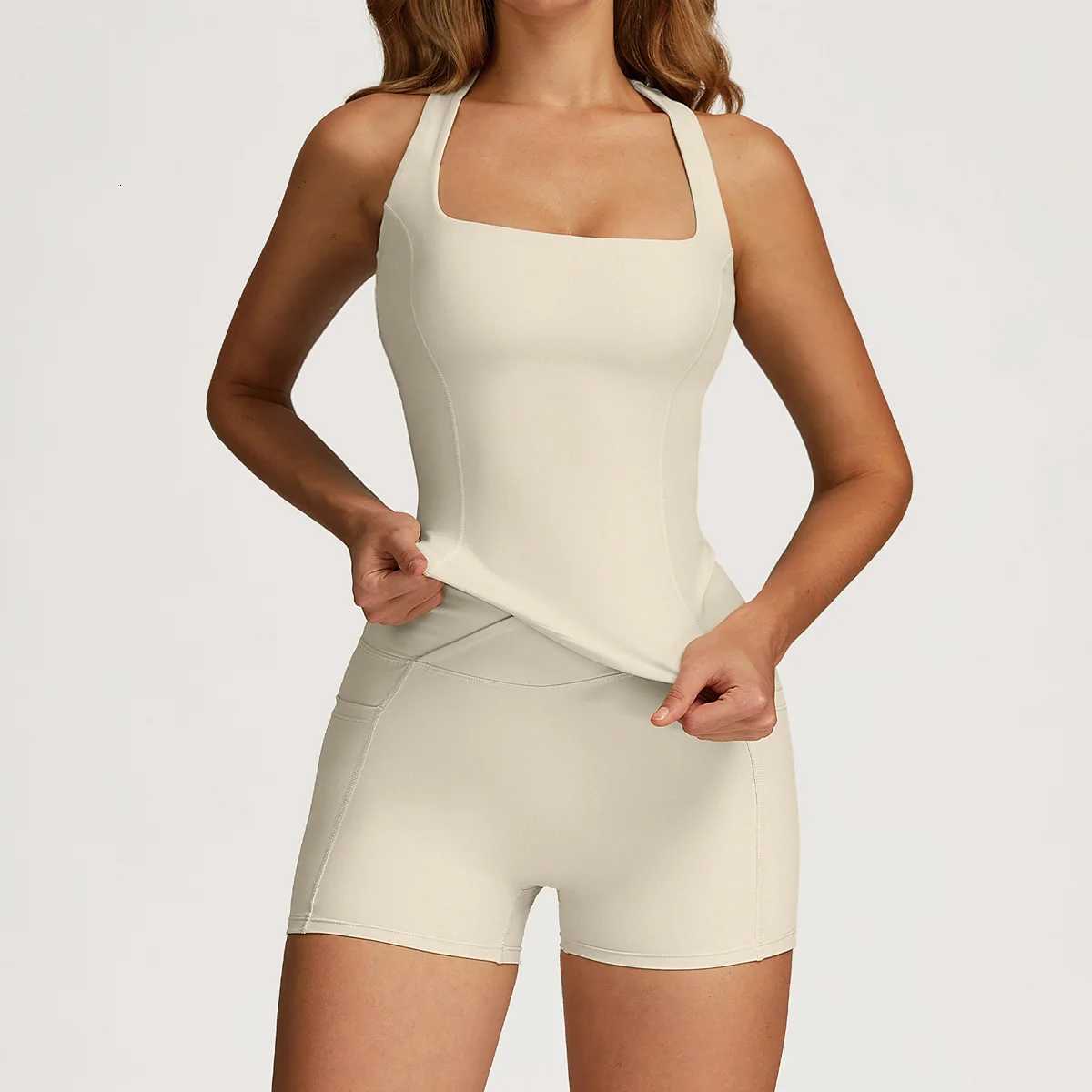 Yoga Set 2 Pieces Workout Outfits Fitness Sportswear Gym Tracksuit High Waist Leggings Sports Vest Athletic Wear Women ClothesT251211