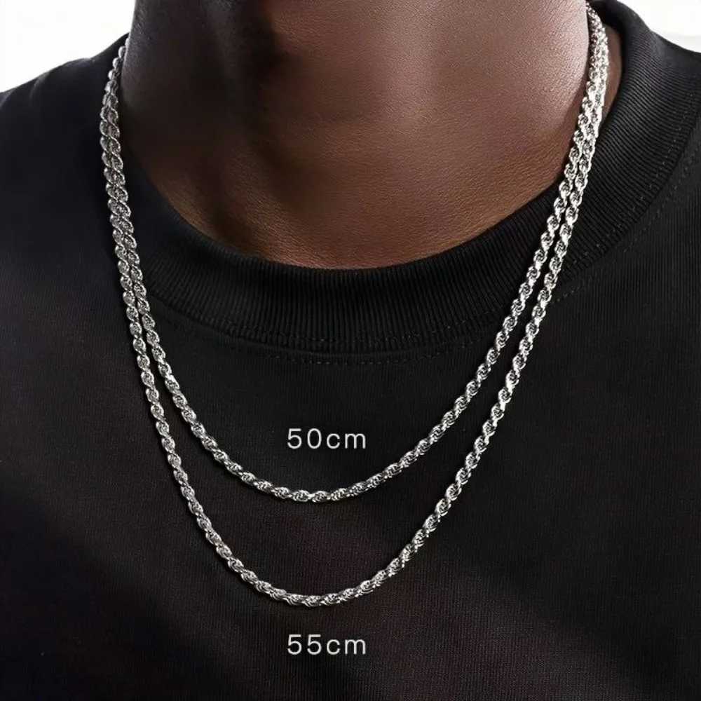 Hip Hop Men Stainless Steel Twist Chain Necklace Handmade Spring Buckle Basic Necklace Simple Jewelry Fashion Women Accessories M251211