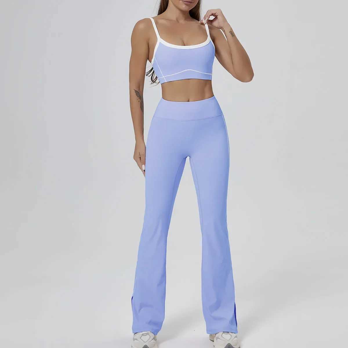 Seamless Yoga Sets Sports Fitness High Waist Hip-lifting Flared Pants Backless Bra Suits Workout Gym Leggings Sets for WomenT251211