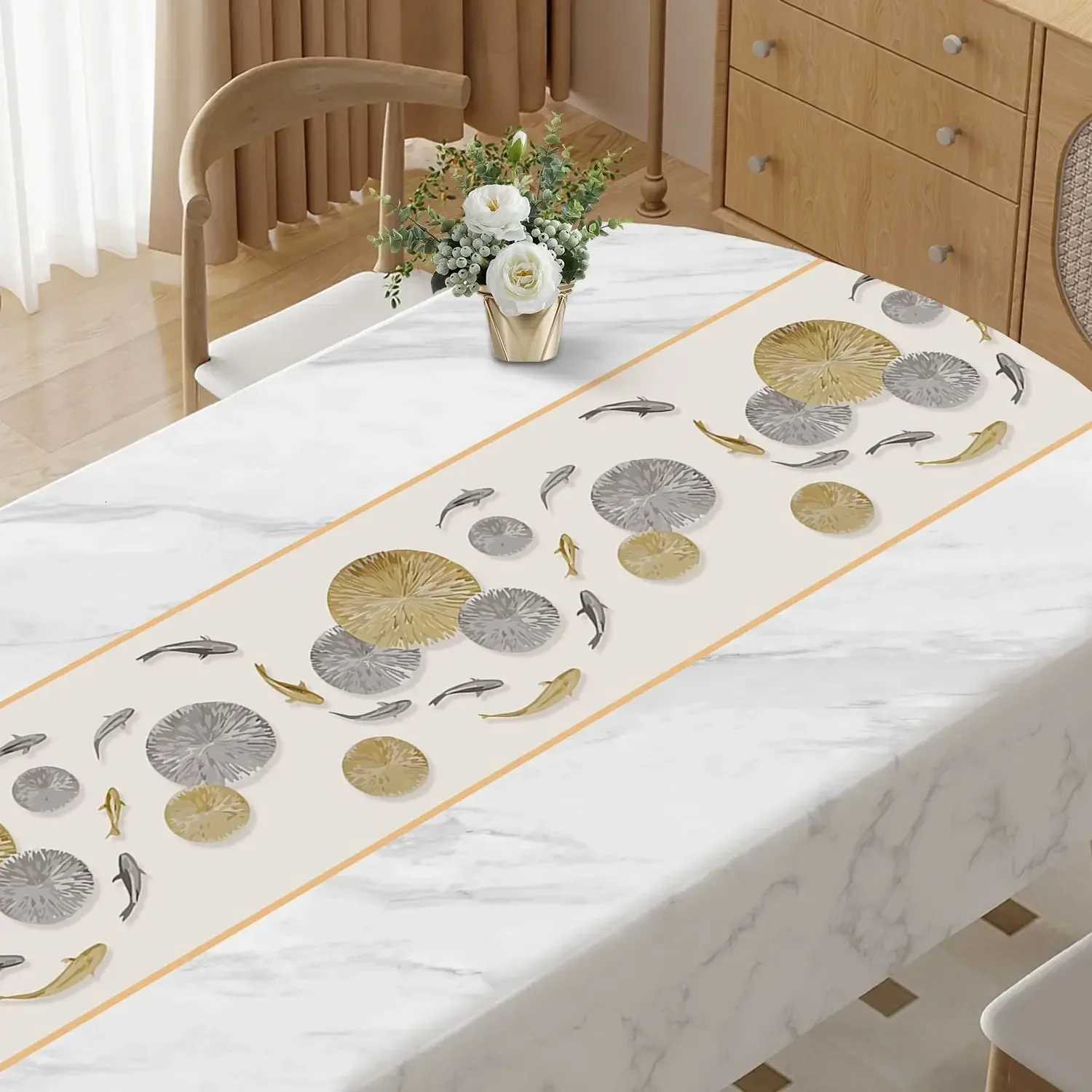 Square Printing Tablecloth No Wash Oil Proof Waterproof Heat-resistant PVC Table Mat Home Banquet Coffee Table Decor H251211