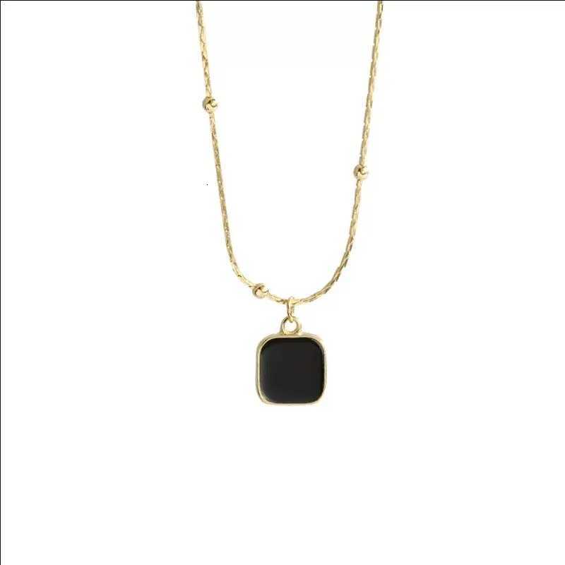 Stainless Steel Necklaces Black Exquisite Minimalist Square Pendant Choker Chains Fashion Necklace For Women Jewelry Party Gifts M251211