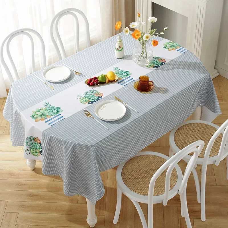 Oval rectangular universal table Waterproof Oil Proof PVC Table Cover Tablecloth Printed Modern Style home Dining Table Cover H251211