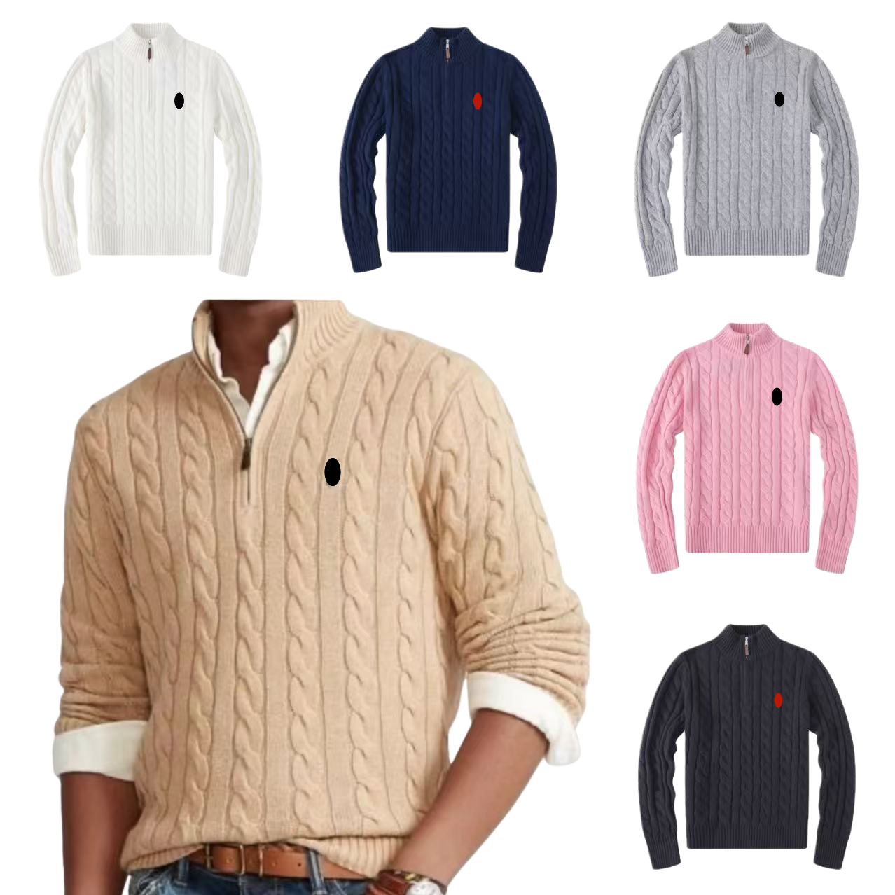 Mens polo Sweaters Autumn Wool Casual Half Polos Chandail Cardigan Jackets Winter Warm Long Sleeve Sweater Pullover Women Warm Hoodies S-2XL