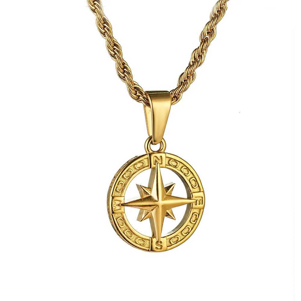 Waterproof Compass Necklace for Men BoysFashion Stainless Steel North Star Round PendantGraduation Gift for Son Brother BBF M251211