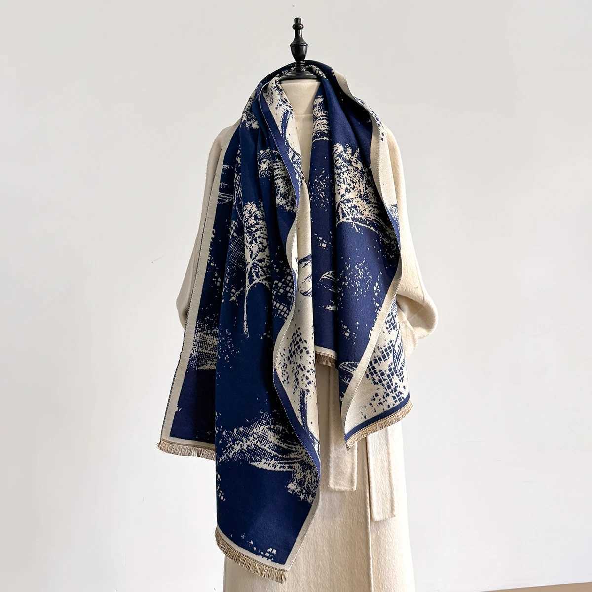 Winter Cashmere Jacquard Scarf for Women Thick Blanket Soft Warm Pashmina Tassel Shawl New Design Female Bufanda Y251211