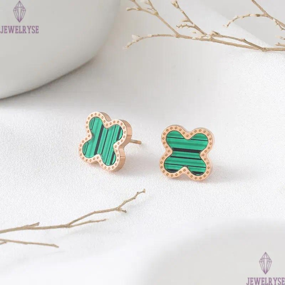 Titanium Steel Leaf Studs Earrings Women 18K Rose Gold Plated Fashion Luxury Shell Flower Jewelry Gifts Black Green White Red Leaves Charm Never Fade 