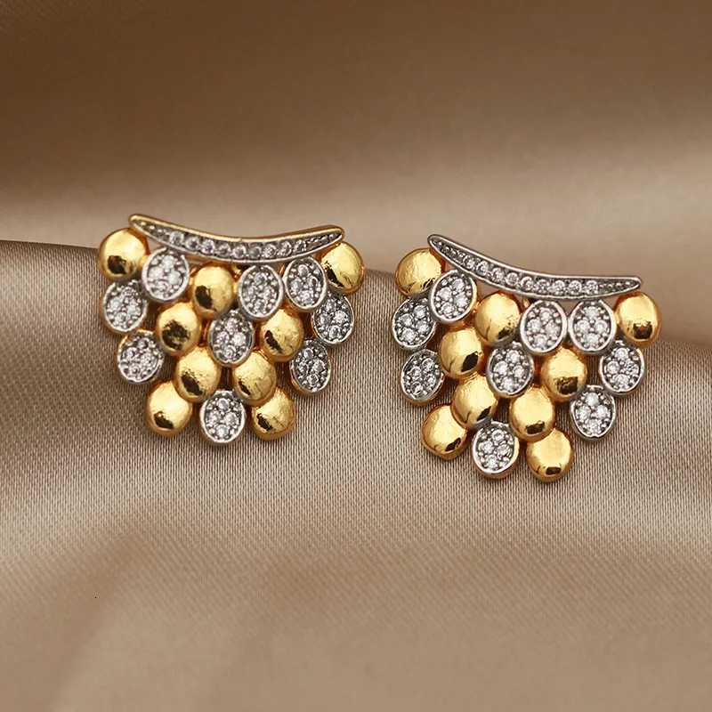 New Sight Design Crystal Beads Stud Earrings for Wen Fashion Brand Jewelry Metal Zirconia Delicate Earrings Y251210