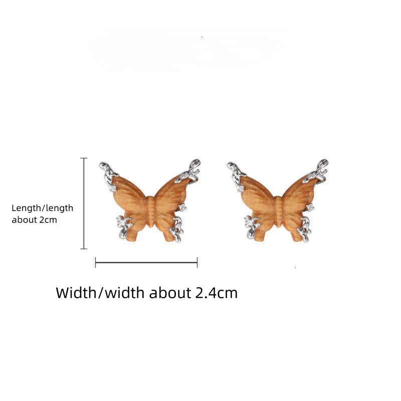 DHcollections Wooden Butterfly Earrings for Women, High-End Luxury Unique Autumn Winter New Stud Earrings, Exaggerated Niche Style Fashionable Ear Jew
