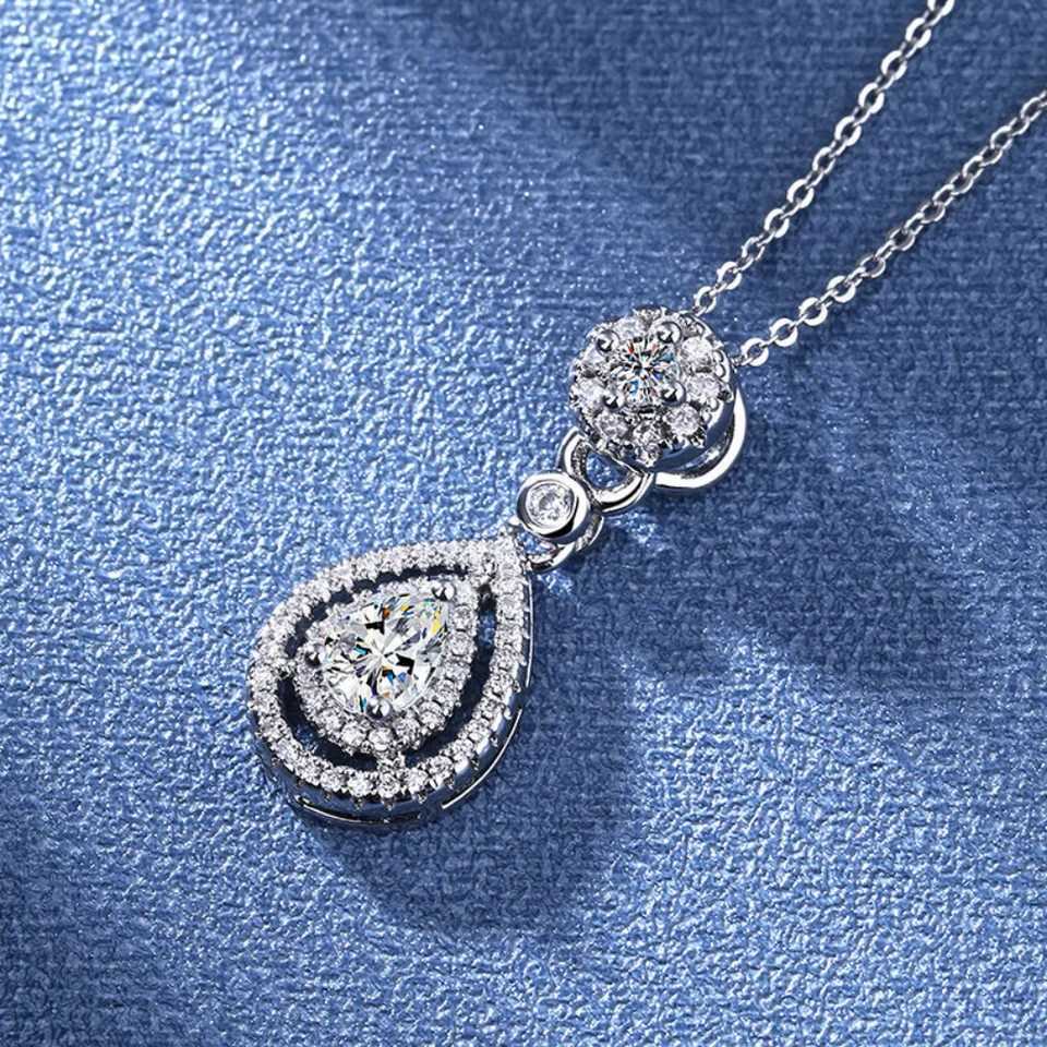 925 Sterling Silver Necklace Clavicle Chain Sparkling Zircon Teardrop Womens Pendant Necklace Birthday Party Gift Jewelry Gift M251211