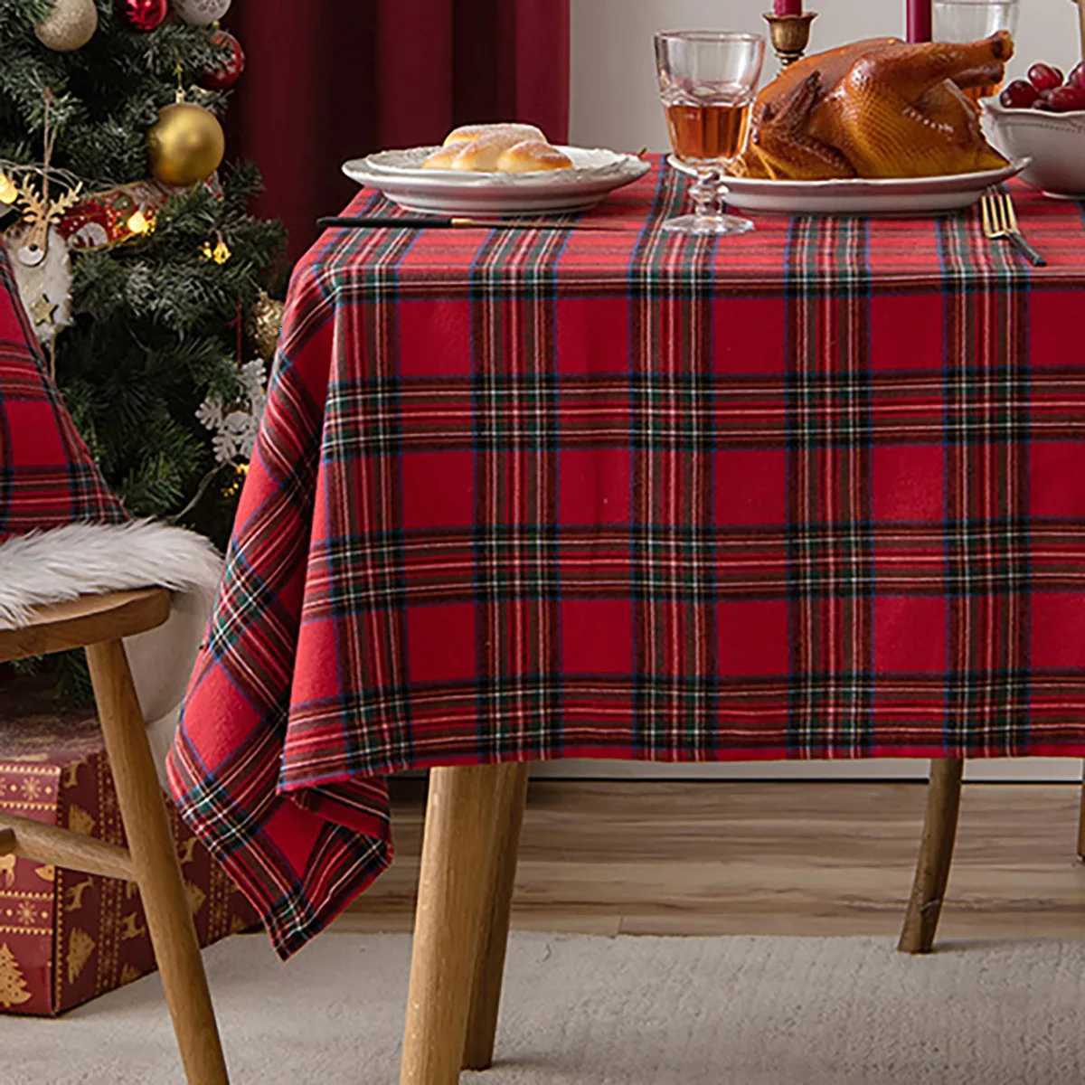 Christmas Plaid Tablecloth Xmas Party Rectangle Table Cloth Vintage Dining Table Cover Home Living Room Farmhouse Decoration H251211