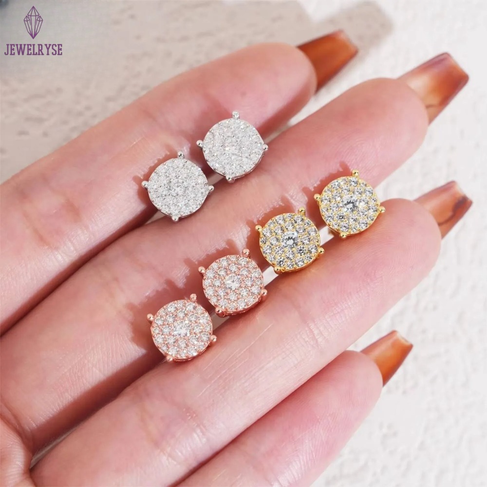 Pass Tester 18K Gold Plated Screw Back Stud Earrings 925 Silver VVS Moissanite Diamond Ear Studs Fine Hip Hop Mens Women Jewelry