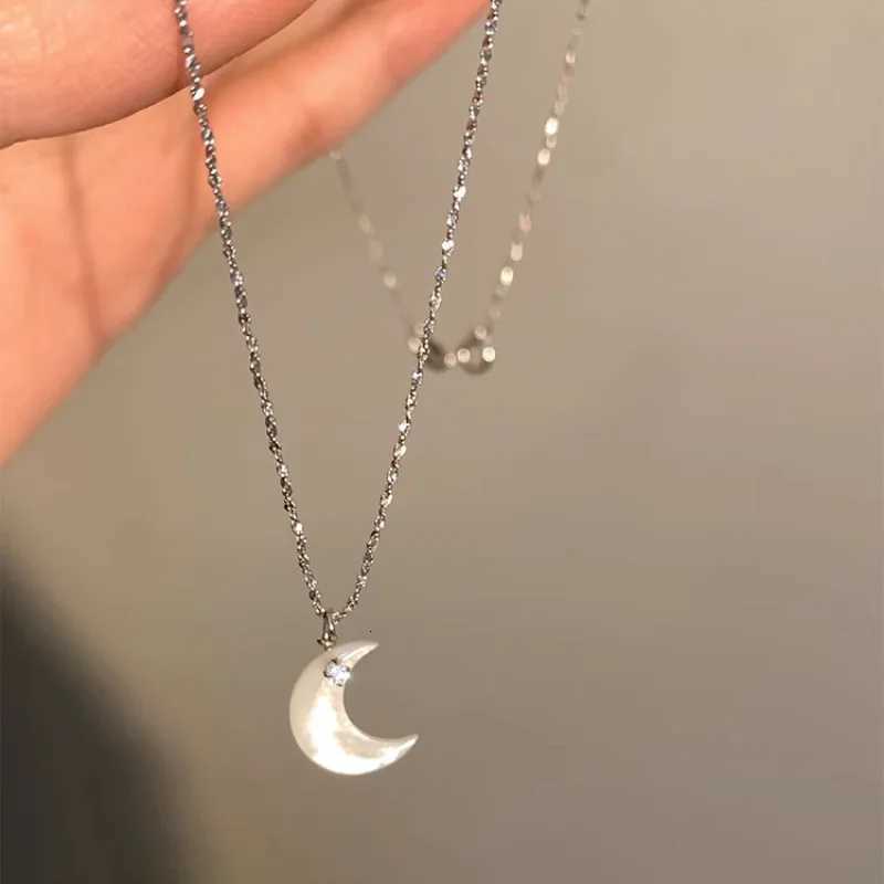 VENTFILLE 925 Sterling Silver Necklace for Women Girl Moon Fritillaria Zircon Extremely Fine Chain Jewelry Gift Dropshipping M251211