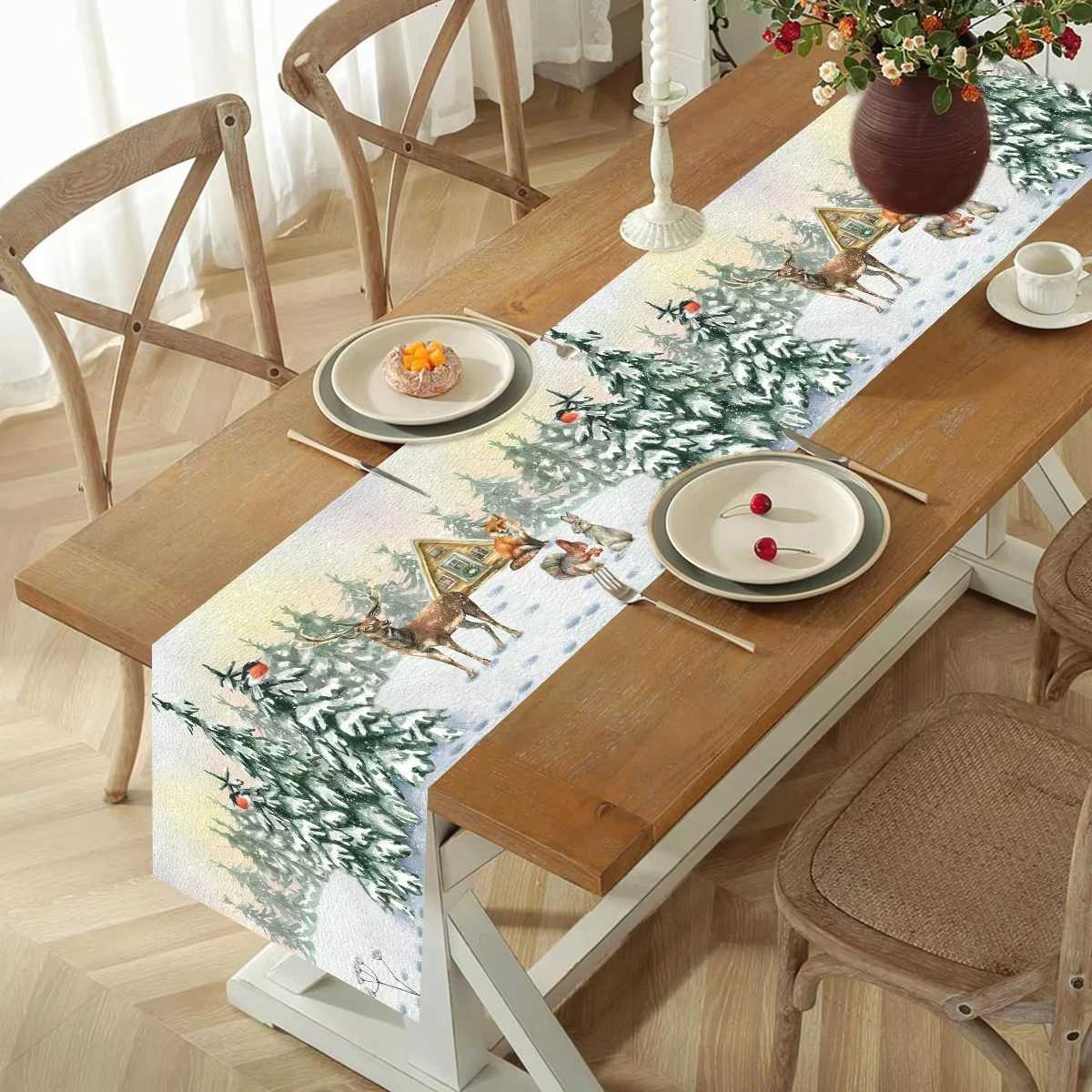 Christmas Decorations For Home Christmas Table Runner 2025 Christmas Table Flag Cover Navidad Noel Gift New Year Tablecloth H251211