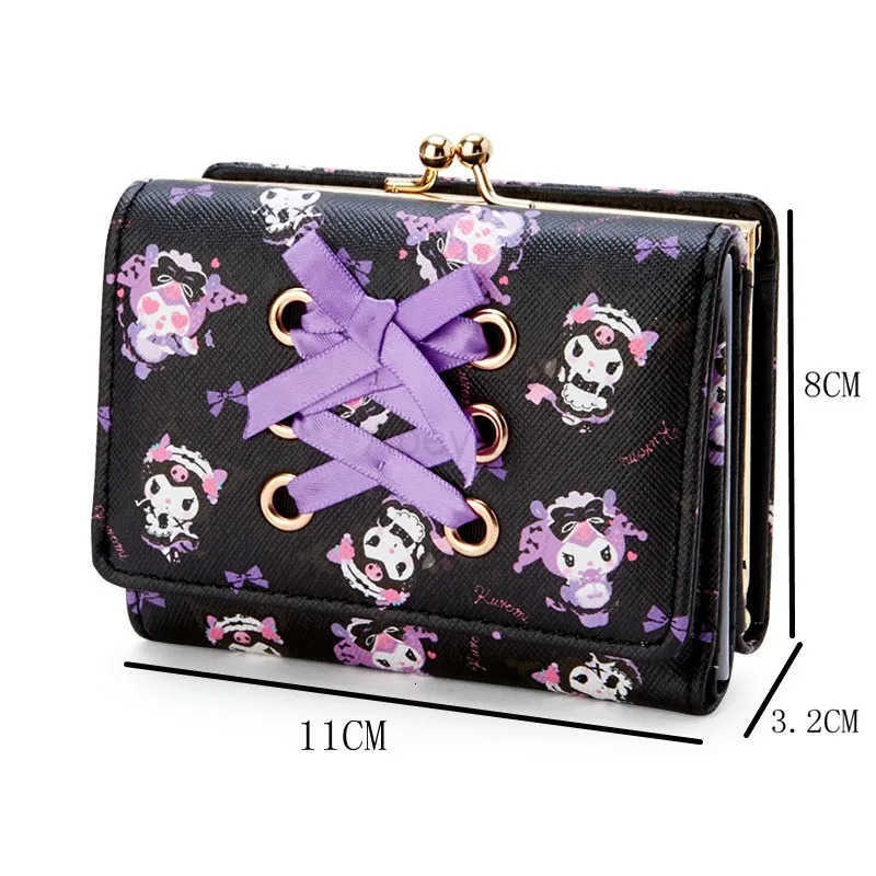 Sanrio 1PC Kuromi Multifunctional Folding Cartoon Cute Short Wallet PU Leather Change Folder Versatile Portable Girls Gift H251211