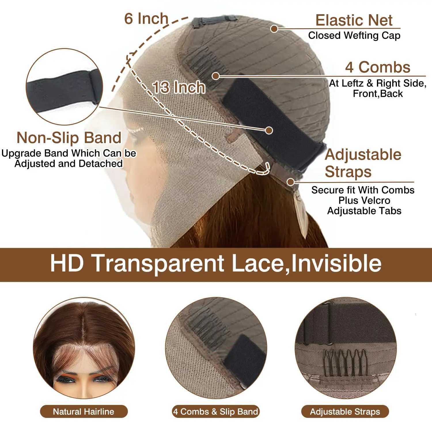 40 Inch Straight Chocolate Brown 13x6 Human Hair Wigs Hd Lace Front Wigs Pre Plucked 100 Real Human hair Wig For Black Women M251211