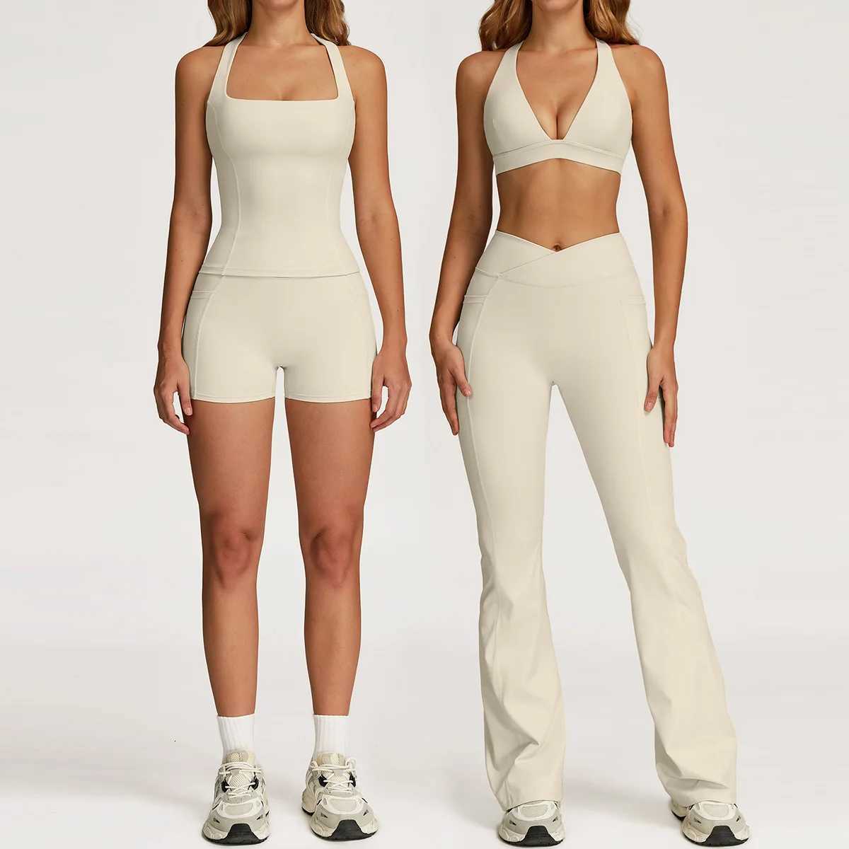 Yoga Set 2 Pieces Workout Outfits Fitness Sportswear Gym Tracksuit High Waist Leggings Sports Vest Athletic Wear Women ClothesT251211