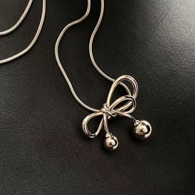 Exquisite Clavicle Chain Elegant Scrub Bow Pendant Necklace for Women Minimalism Personalization Charm Jewerly Birthday Gift M251211