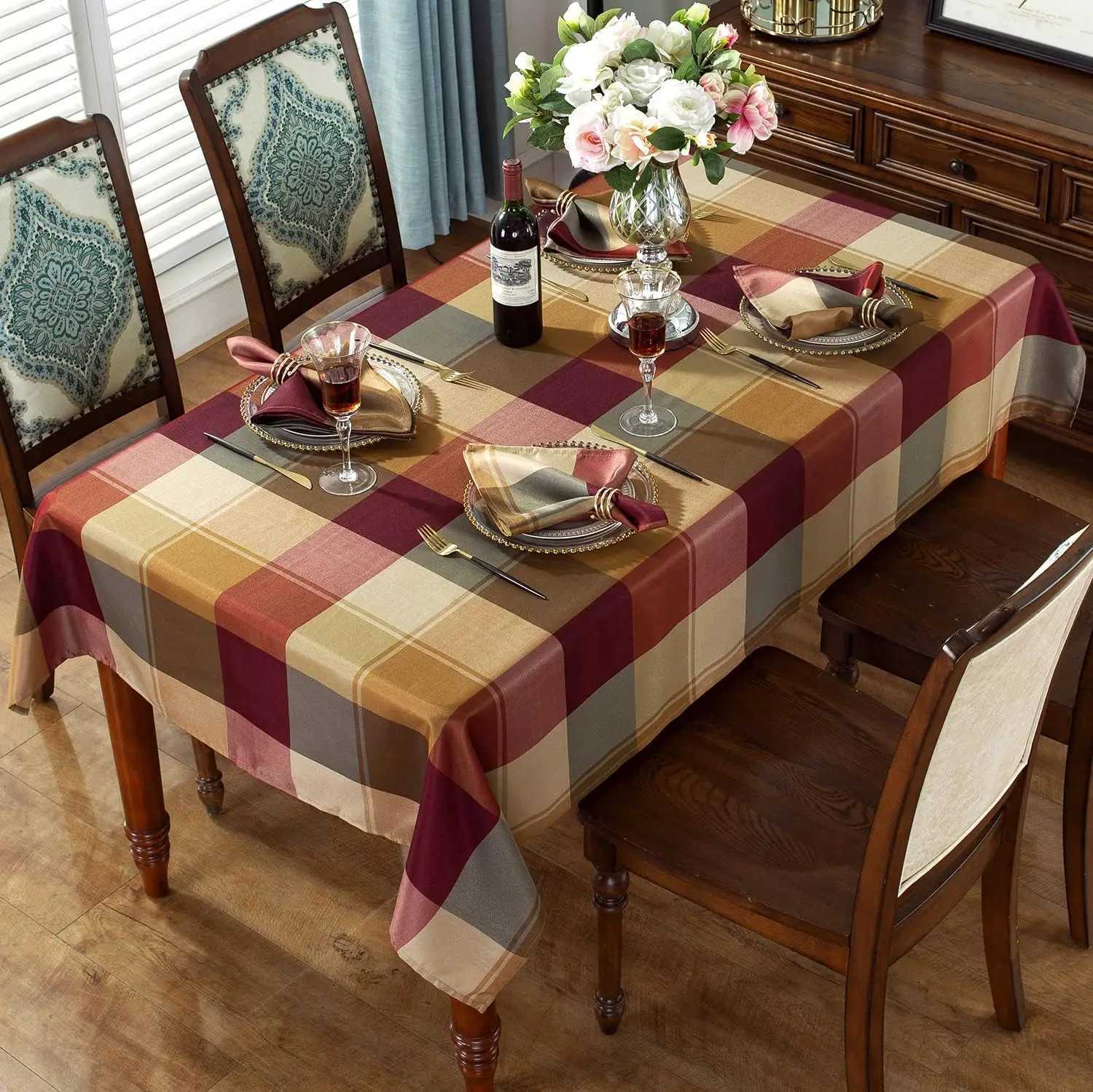 Rectangle Checkered Tablecloths Waterproof Farmhouse Indoor Outdoor Picnic Table Cover Holiday Party Kitchen Dining Table Decor H251211