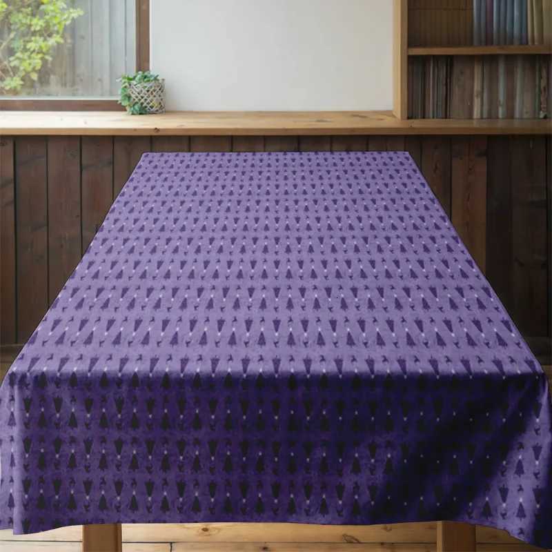 Modern Plaid Tablecloth Set Decorative Soft Velvet Dining Room Decor Purple Christmas Tree Pattern Home Decoration Throw Blanket H251211