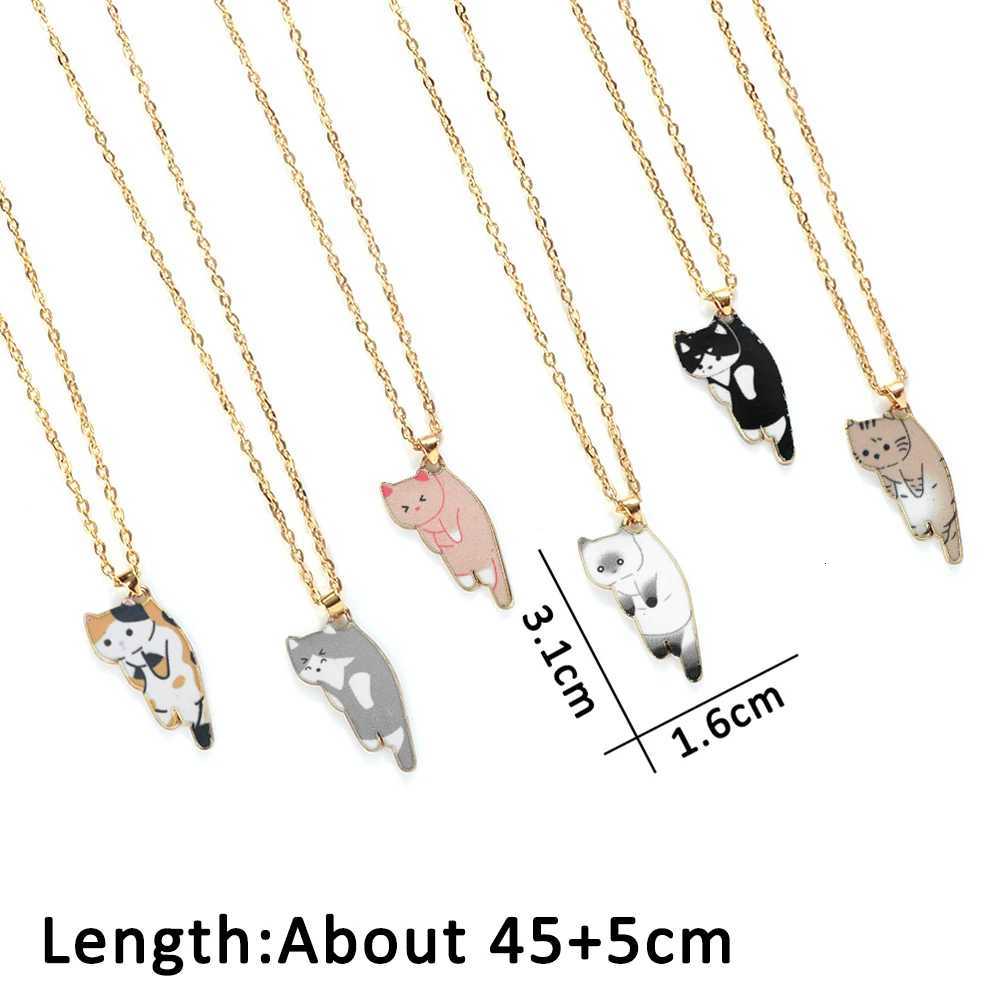Cartoon Animal Cats Pendant Necklaces Cute Kitten Golden Alloy Chain with Lobster Clasp Fashion Jewelry Gifts for Women Children M251211