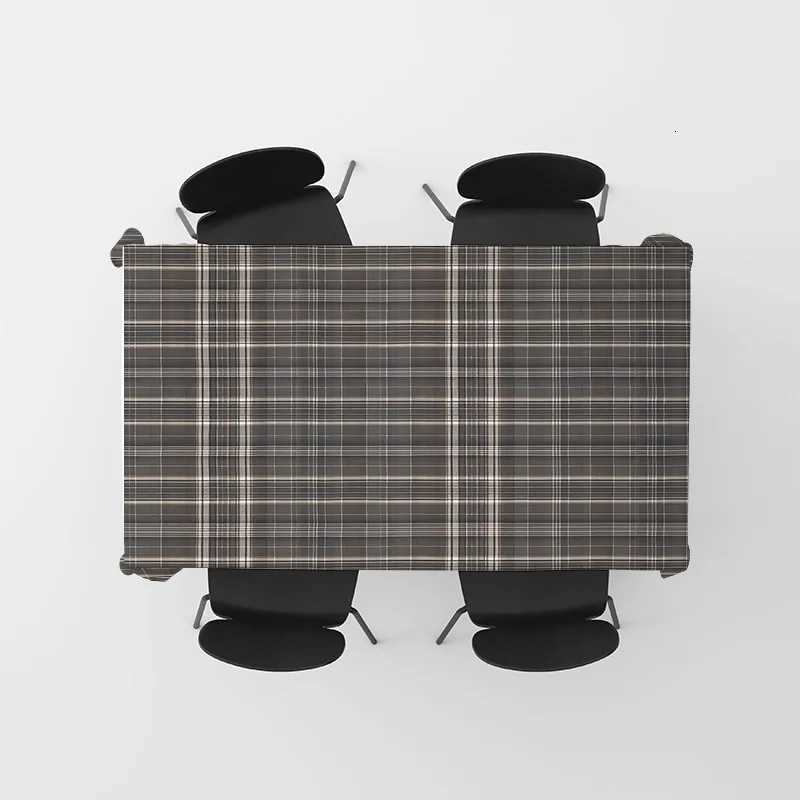 Plaid Dining Tablecloth Modern Black White Checkered Table Cover for Home Decor Versatile Table Linens Set with 4 Blue Placemat H251211