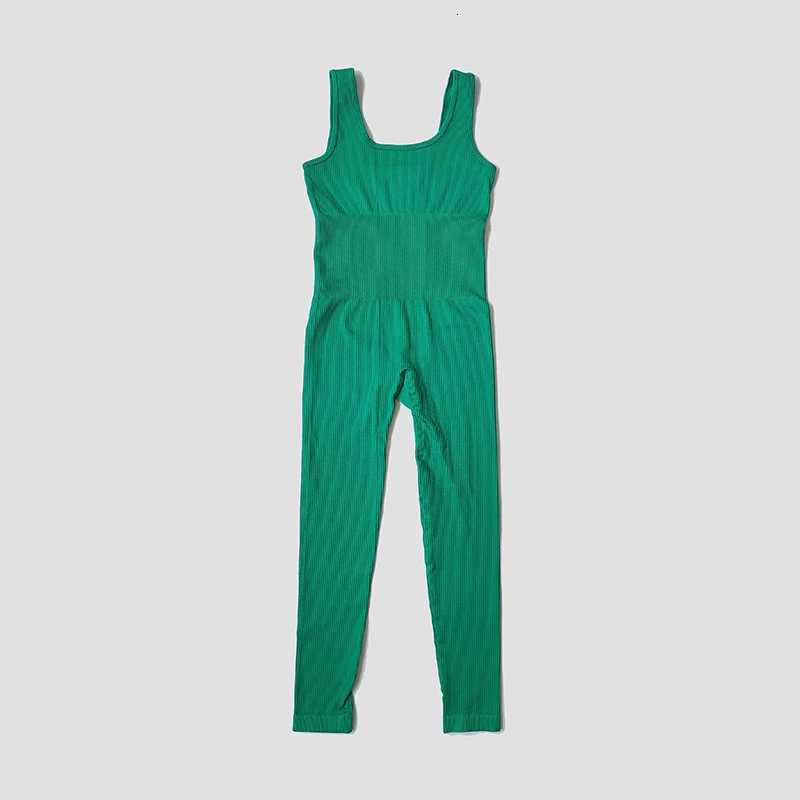 Womens Tracksuit Yoga Set Seamless Jumpsuit Ribbed One Piece Fitness Rompers Sleeveless Sportswear Gym Set Workout ClothesT251211