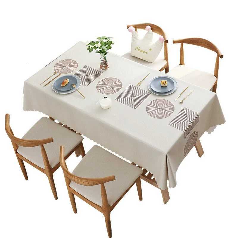 Waterproof and Heat-Resistant Rectangular Tablecloth for Home Use Easy to Clean Oil-Resistant H251211