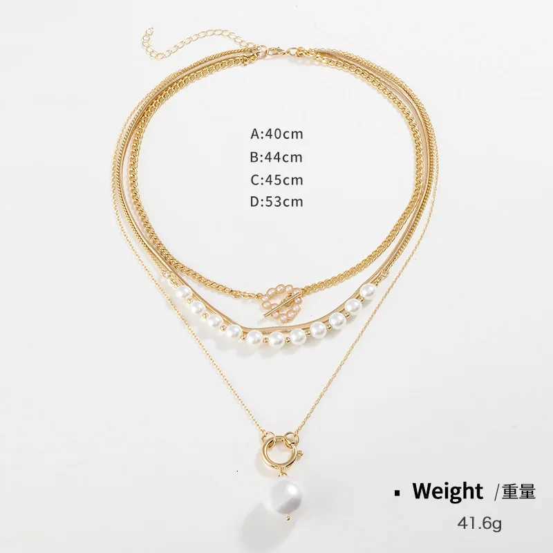 Original Design Multi-row Stacking Wearing Pearl Pendant Necklace Womens Ins Style Autumn and Winter Fashion Versatile Necklace M251211