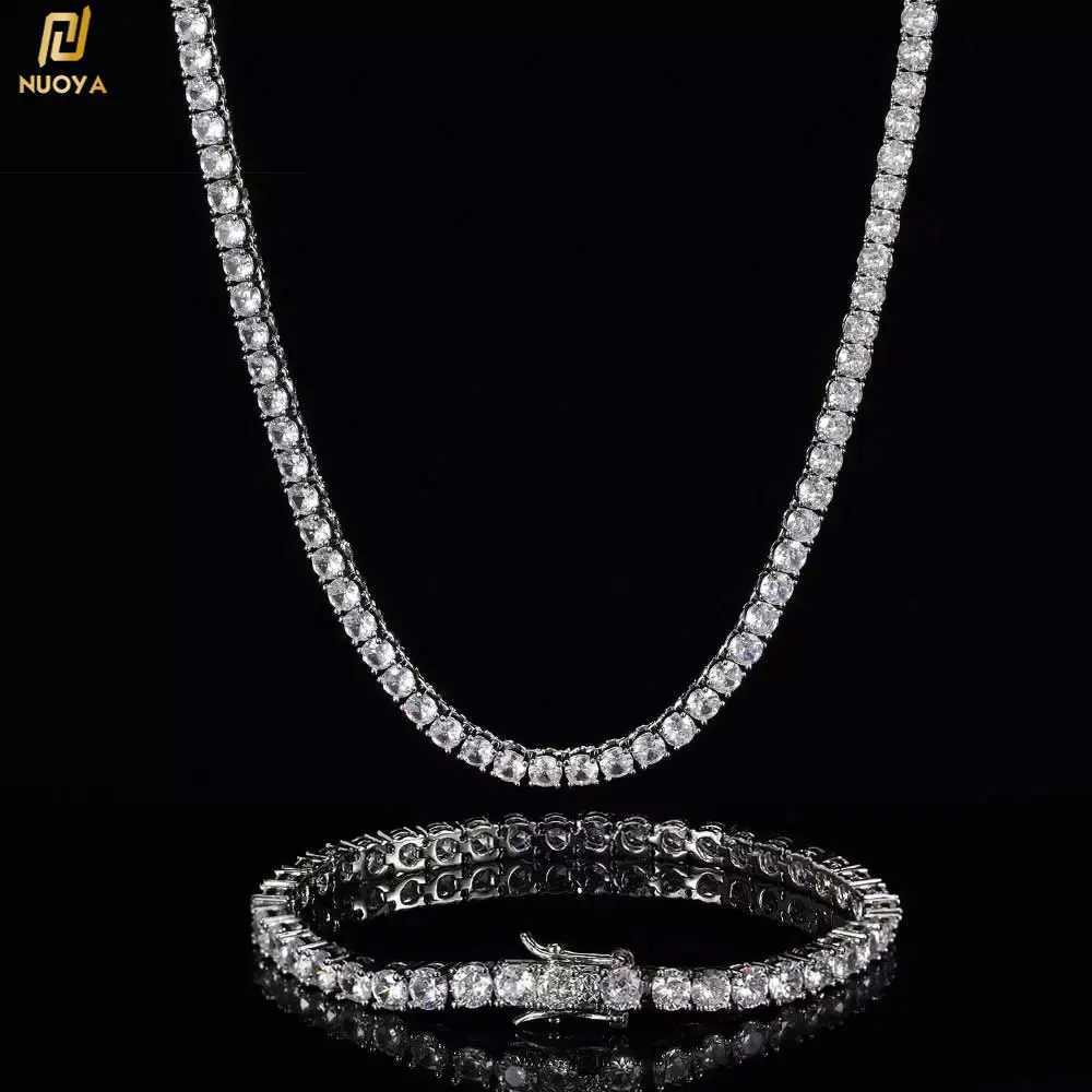 Hip Hop Jewelry Brass Setting CZ Tennis Chain Necklace Gold/Silver Color Out AAAAA Cubic Zirconia Chain M251211