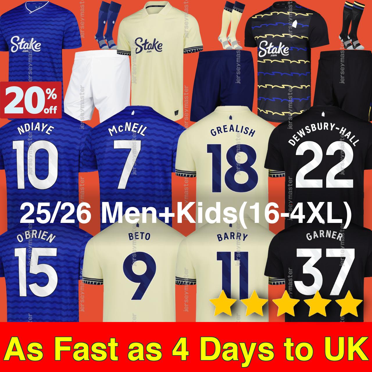 16-4XL 25 26 NDIAYE GREALISH BETO EVERTONES BARRY DEWSBURY HALL GARNER ALCARAZ soccer jerseys PATTERSON KEANE TARKOWSKI football shirt MYKOLENKO men kids COLEMAN