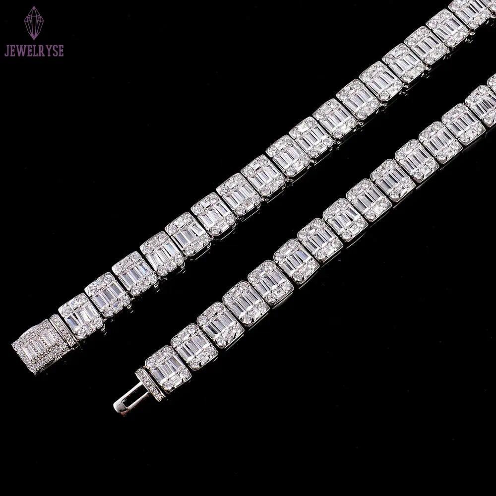 wholesale price mossinate diamond cuban chain hiphop jewelry moissanita cubana de 10mm baguette cuban link