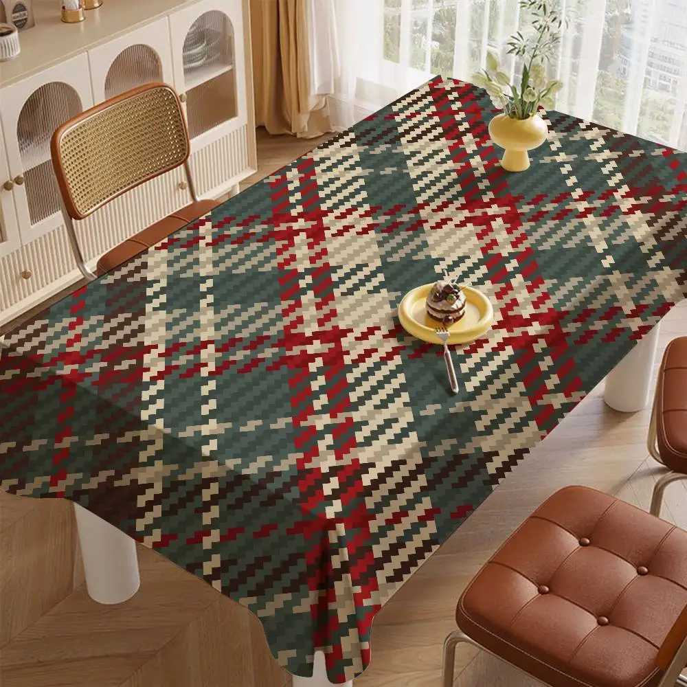 Tartan Print Tablecloth - Cute Design For Home Kitchens Dining Rooms Patios H251211