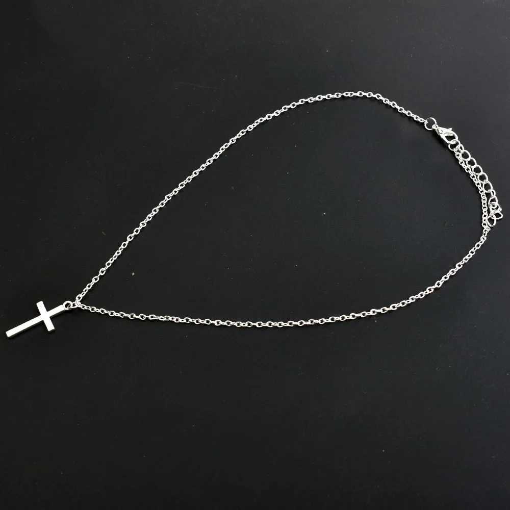 Simple Cross Pendants Necklaces Women Silver Color Chain Choker Necklace Female Bohemian Metal Jewelry bijoux collares M251211