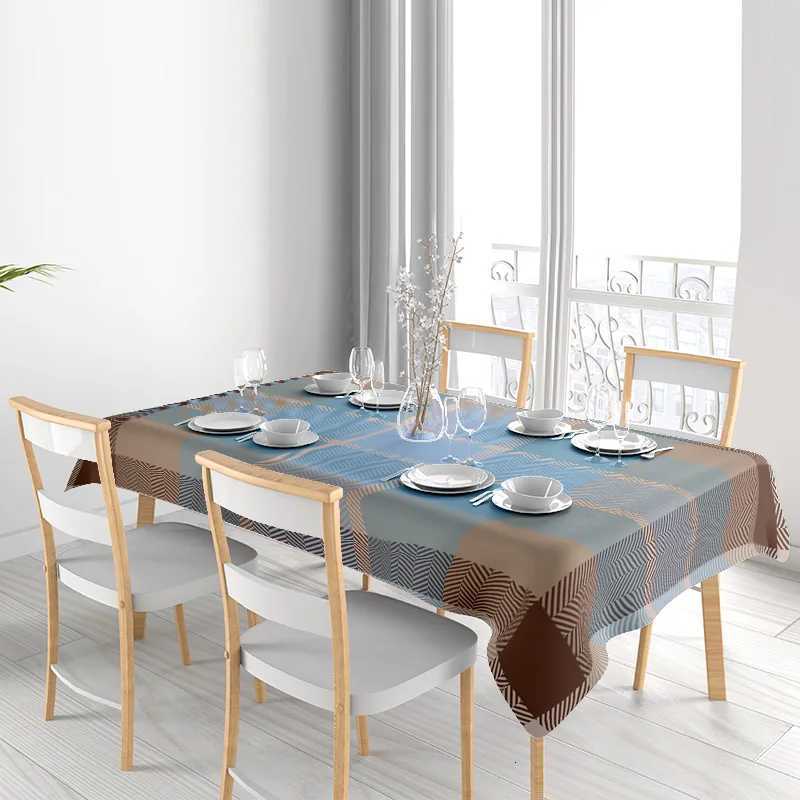 Modern Home Decor Tablecloth ic Blue Plaid Dining Room Linen Cover for Kitchen Living Room Decoration 60x120 inches L H251211