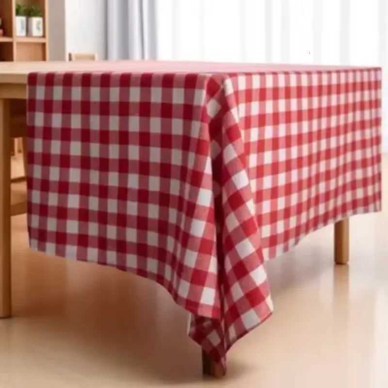 Tablecloth Party Gingham Round Picnic Birthday Cover Table Holiday Christmas Cloth Checkered White Kitchen Dining for 1pc Red H251211