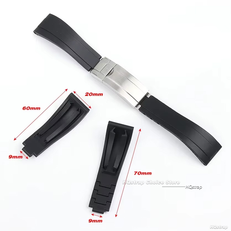20mm Rubber Watch Strap for Rolex GMT Daytona Submariner Diver Silicone Replacement Watch Band for Water Ghost Bracelet Belt