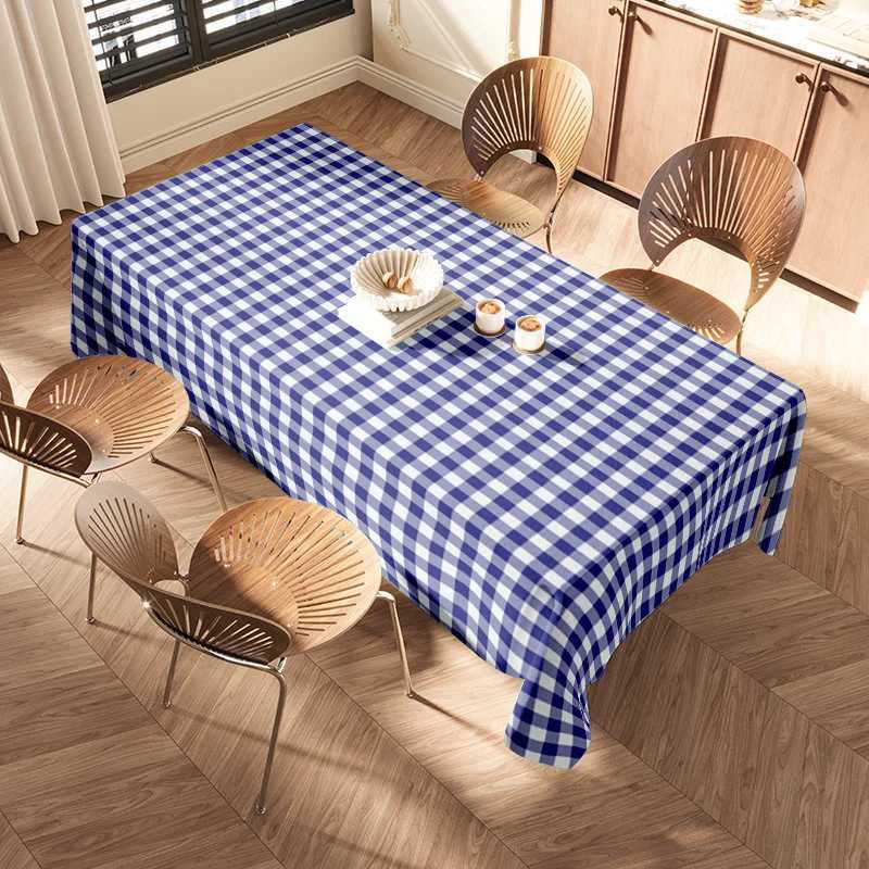 ic Checkered Tablecloth - Premium Quty Blue Gingham Fabric for Dining Room Decorations Reversible Plaid Cover All Sizes H251211