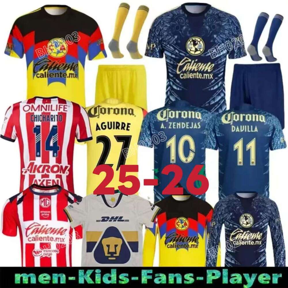 Liga MX Club America Soccer Tigres UANL R.martinez GIOVANI Home Away Chivas Jersey 2025 2026 Football Men Kids Children's Set Fans Player