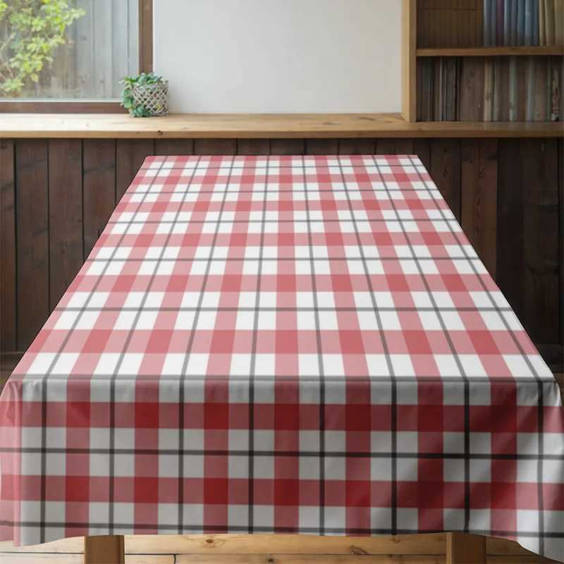 Plaid Tablecloth Home Decoration Large Size Red And White Checkered Table Linens Kitchen Dining Room Furniture Cover 165x240cm H H251211