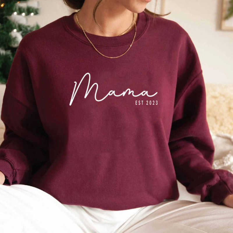 Independent website women's fleece pullover with round neck, plain slogan print long-sleeved pullover topT251112