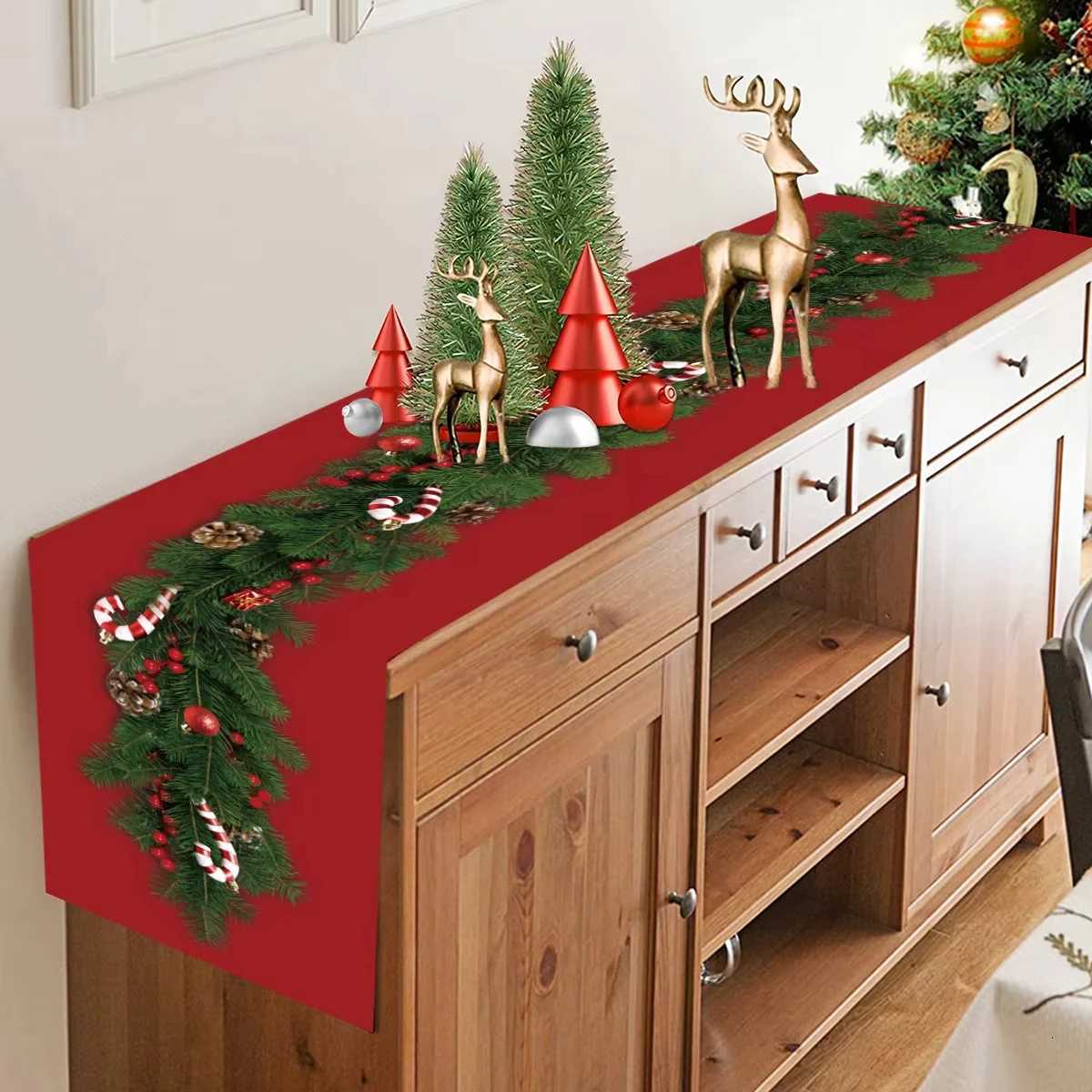 Christmas Decorations For Home Christmas Table Runner 2025 Christmas Table Flag Cover Navidad Noel Gift New Year Tablecloth H251211