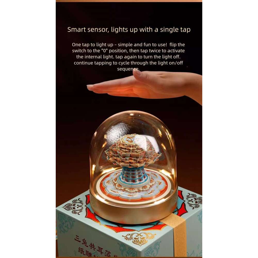 Dunhuang Paper-Cut Art Tap Light | 3D Night Light Bedside Lamp | Atmosphere Light & Christmas Birthday Gift for Her