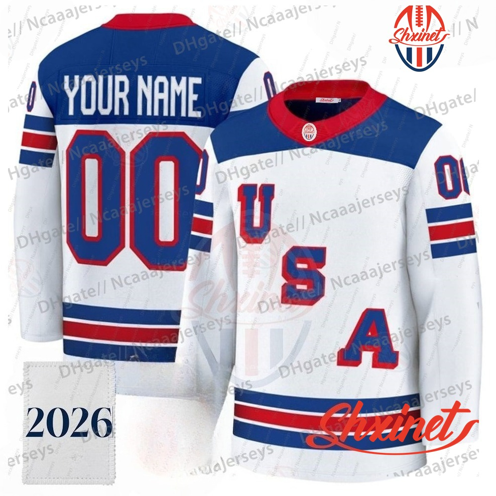 Personalized Custom Team Name USA 2026 Olympicss Hockey Jerseys Matthew Tkachuk Matthew Jake Guentzel Brady Tkachuk Jack Hughes Adam Fox Hellebuyck Qu