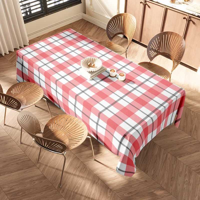 Plaid Tablecloth Home Decoration Large Size Red And White Checkered Table Linens Kitchen Dining Room Furniture Cover 165x240cm H H251211