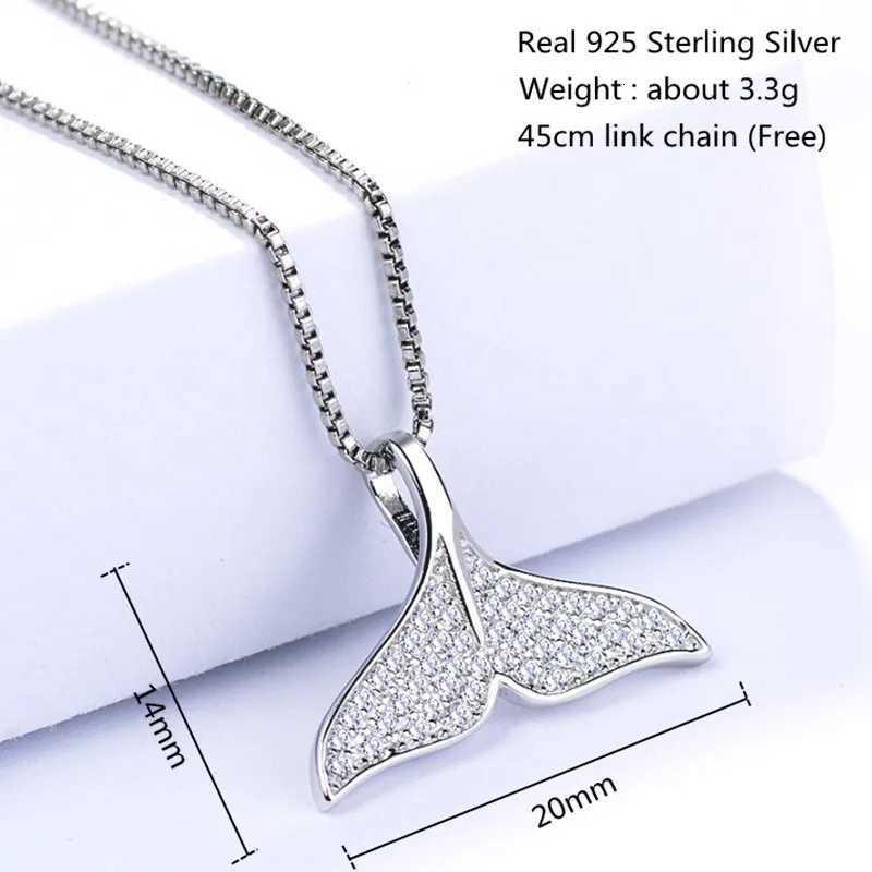 Buyee 925 Sterling Silver Female Pendant Chain White Zircon Dolphin Fishtail Necklace for Women Fashion Party Fine Jewelry Chain M251211