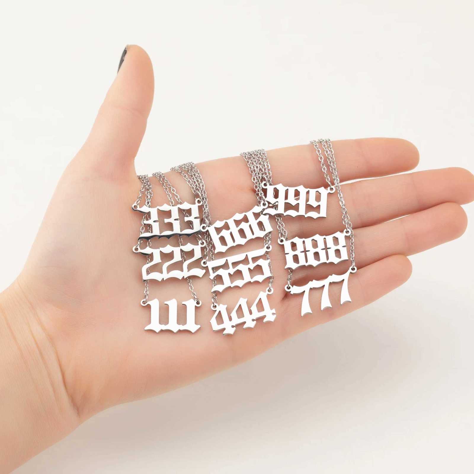 111 222 333 444 555 777 888 999 666 Devil Necklace Stainless Steel Unique Number Pendant Charms Golden Minimalist Jewelry BFF M251211