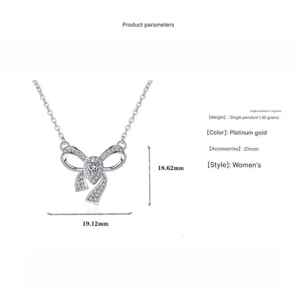 925 Sterling Silver Necklace Clavicle Chain Shining Zircon Bowknot Womens Pendant Necklace Birthday Party Gift Jewelry Gift M251211