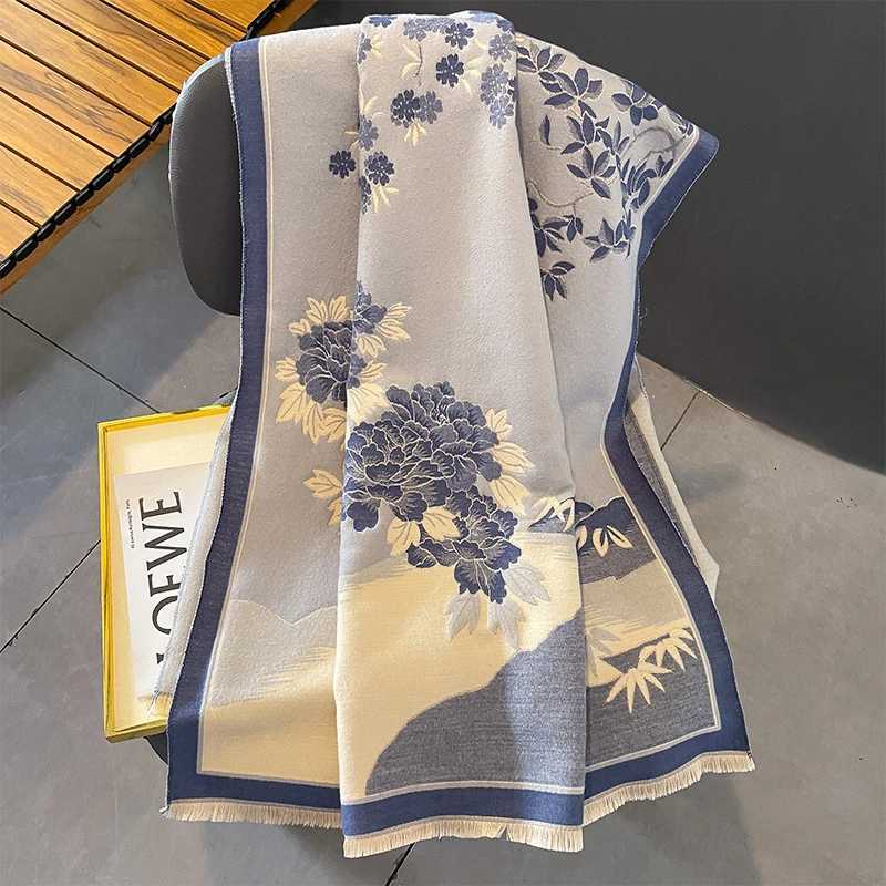 A new national wind warm scarf elegant temperament beautiful scenery jacquard scarf windproof warm shawl Y251211