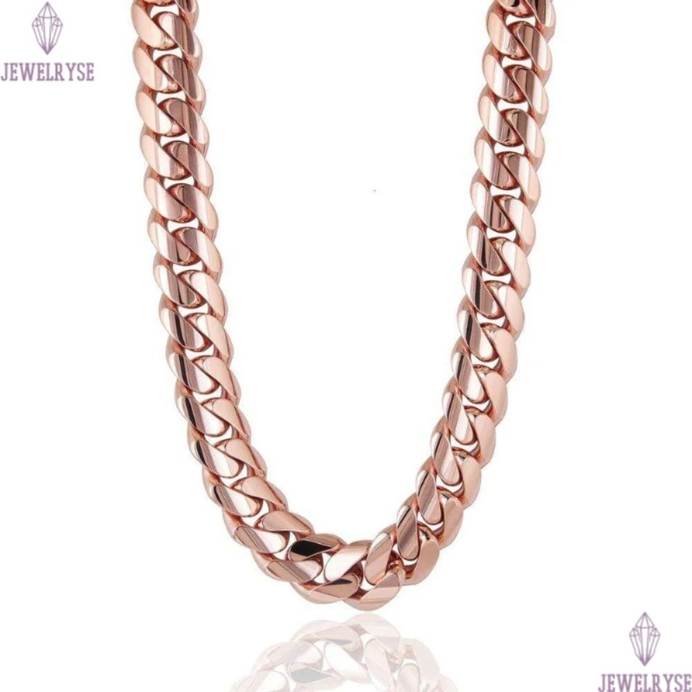 Necklace necklace moissanite chain Wholesale Stainless Steel Mens Cuban Link Chain Necklace 14k Rose Gold Thick Miami Cuban Chain